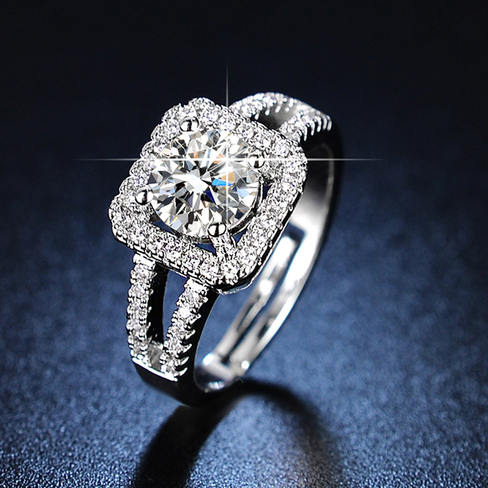 Jewels Galaxy Adjustable Solitaire Ring (Silver)