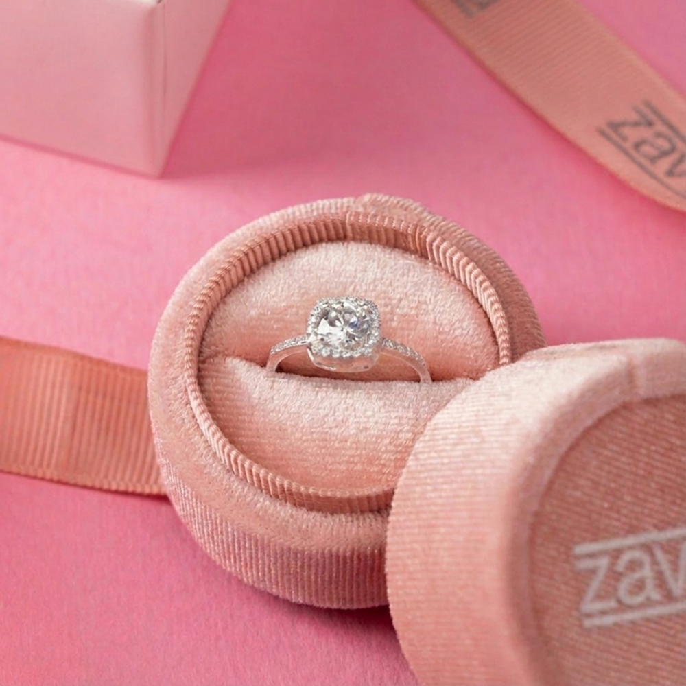 Zavya Date Night Staple Solitaire Ring with Box (Silver)