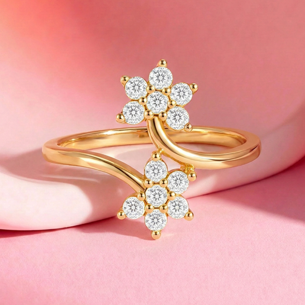 Zavya Two Souls in Bloom Contemporary Ring (Golden)