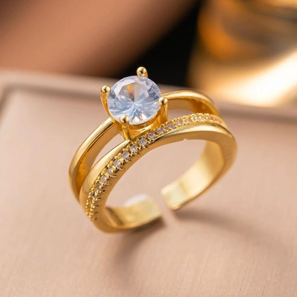 Designs & You Contemporary AD Adjustable Ring (Golden)