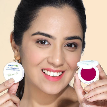 Mamaearth Nourishing Natural Lip Cheek and Eye Tint with Vitamin C and Rose