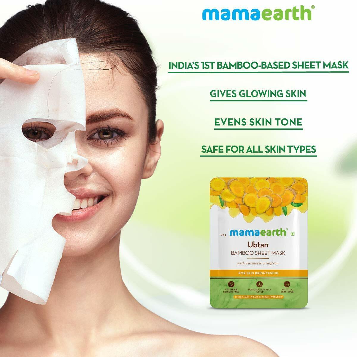 Mamaearth Ubtan Bamboo Sheet Mask with Turmeric & Saffron