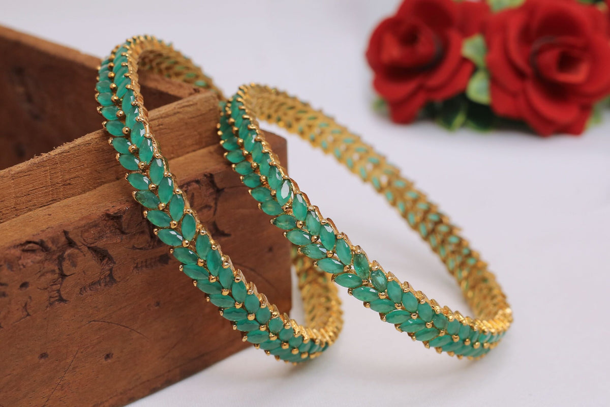 Shubhra Green Stone bangle 1901