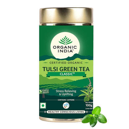 Organic India Tulsi Green Tea Tin - PUSHMYCART