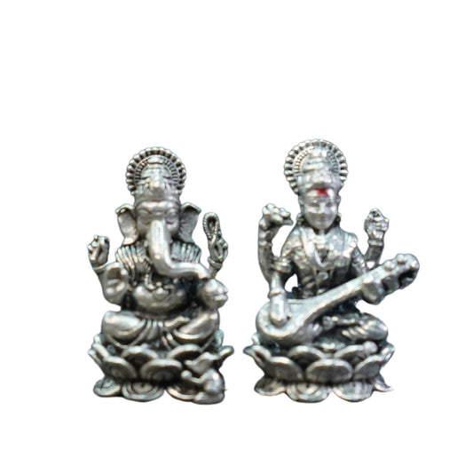 Mahita Collections Pure Silver Antique Saraswathi Ganesh 23.94G