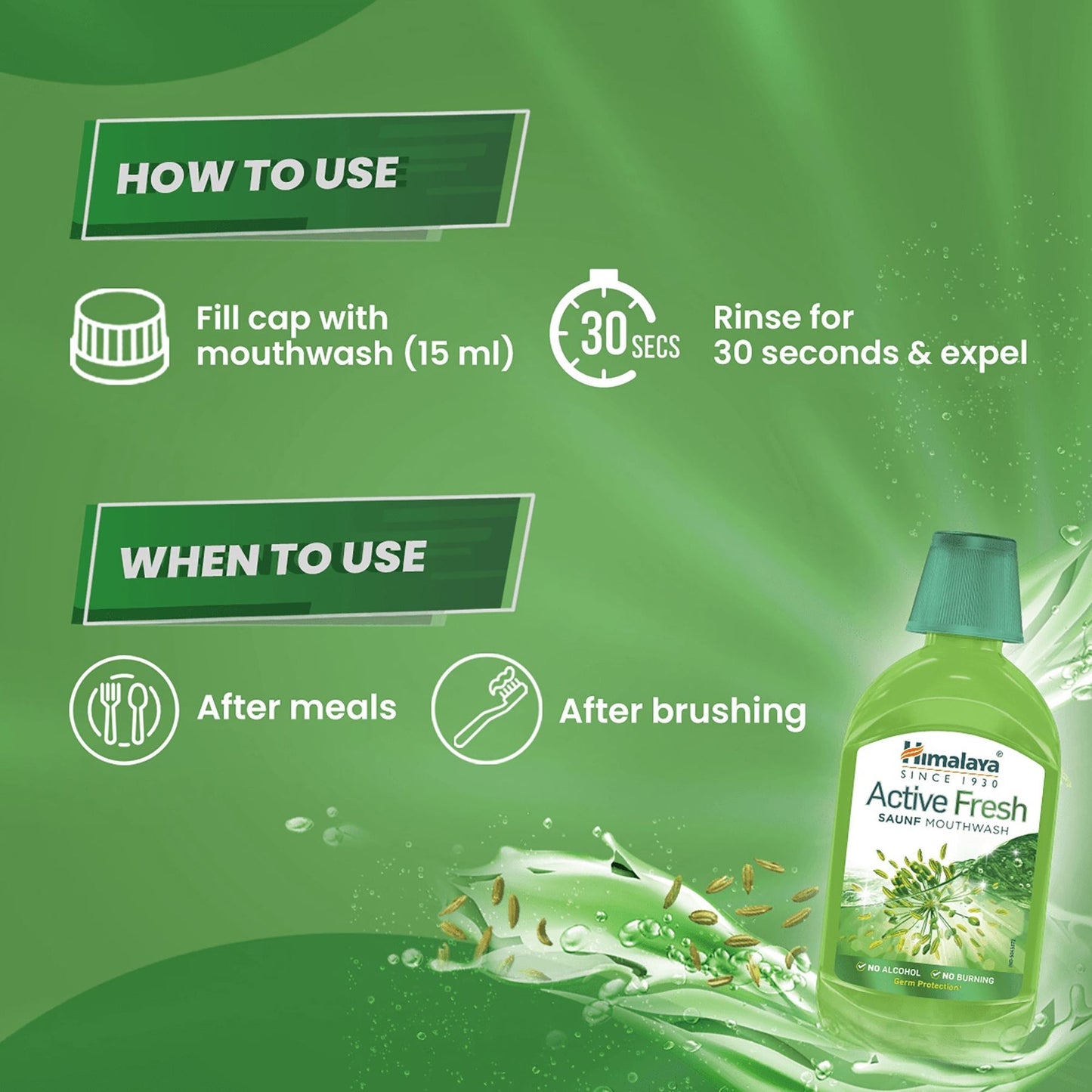 Himalaya Herbals Active Fresh Saunf Mouthwash - PUSHMYCART
