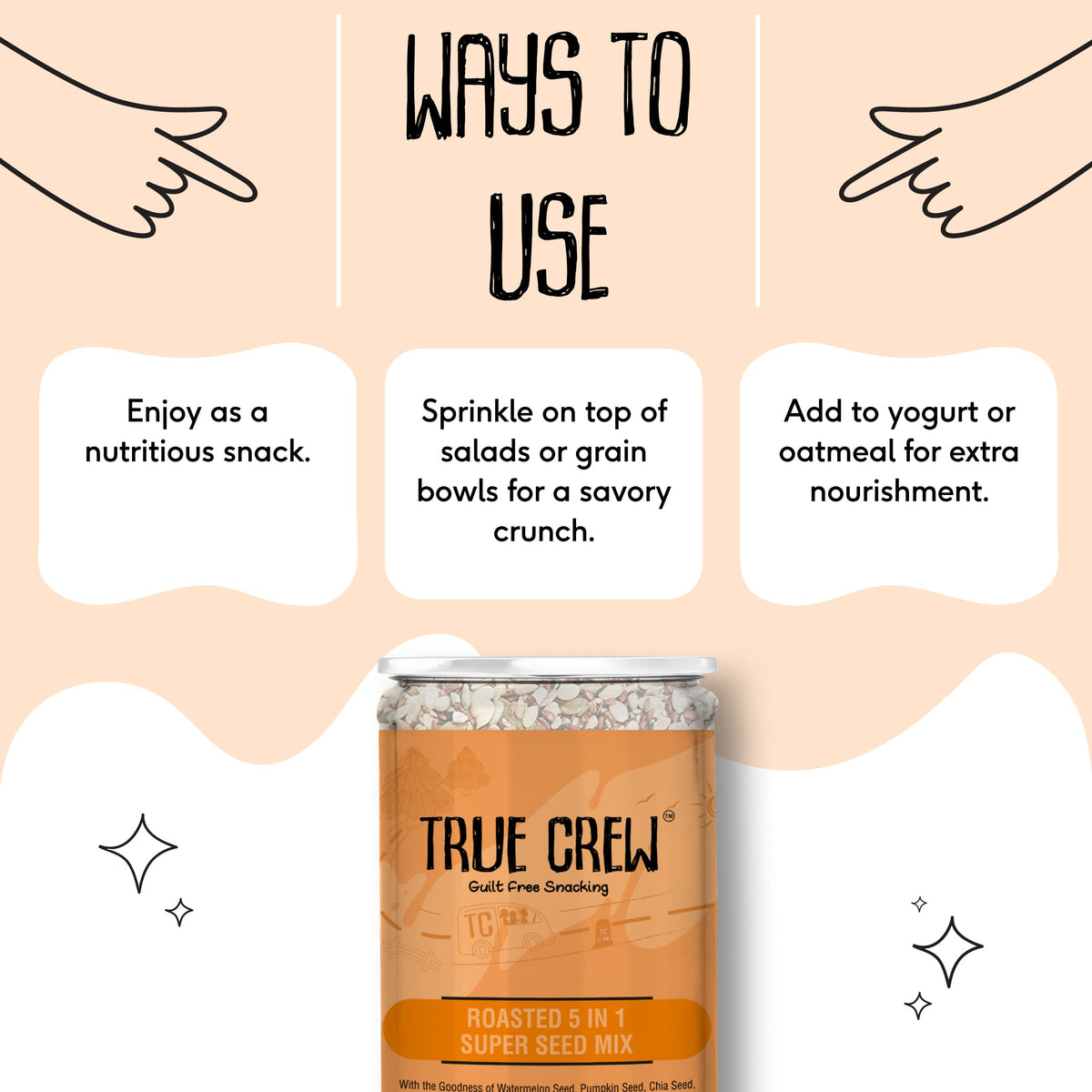 Sri Sri Tattva TRUE CREW Roasted 5 in 1 Super Seed Mix Bottle 200 g