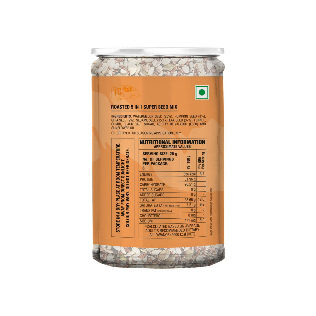 Sri Sri Tattva TRUE CREW Roasted 5 in 1 Super Seed Mix Bottle 200 g