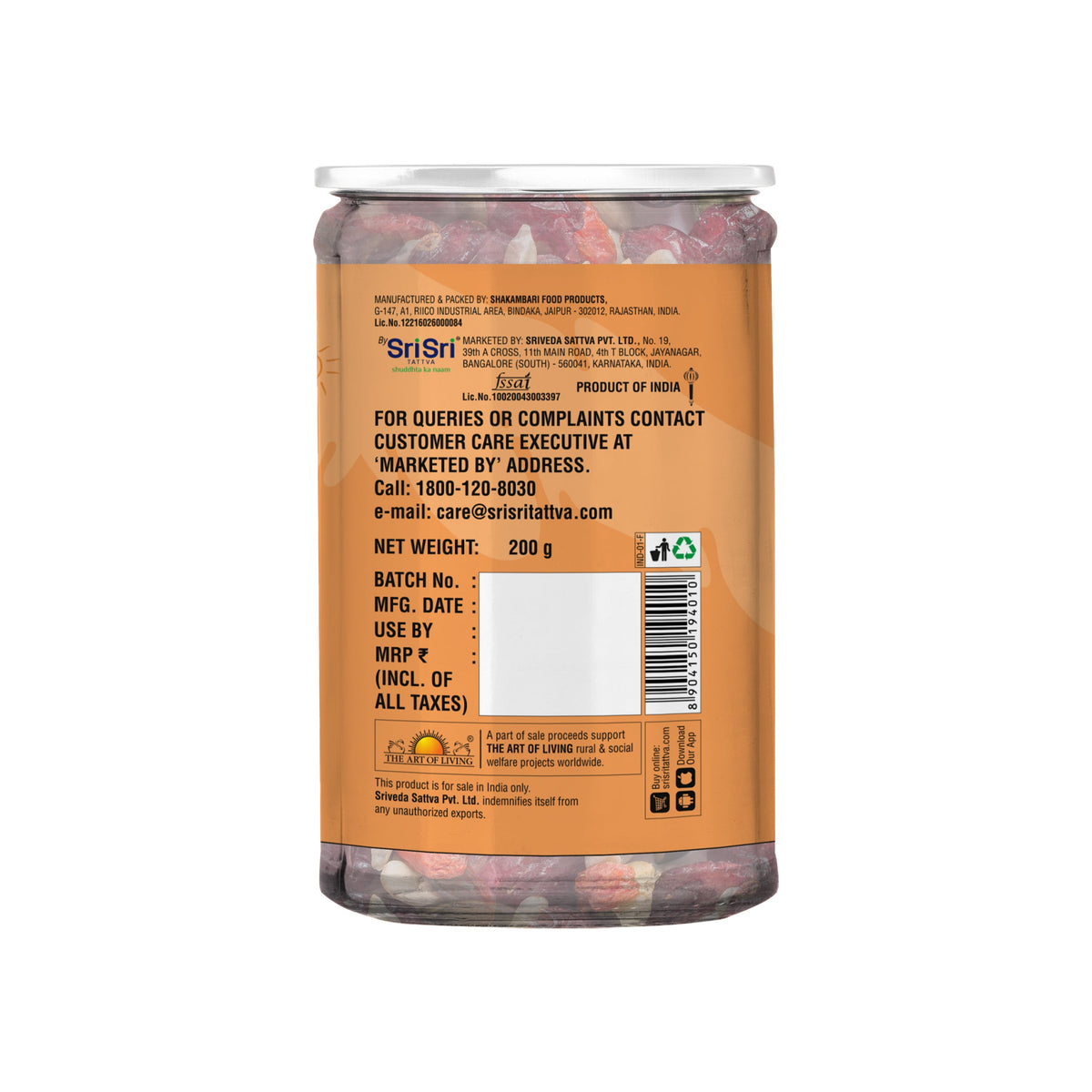 Sri Sri Tattva TRUE CREW Roasted 5 in 1 Super Seed mix cranberry Bottle 200 g