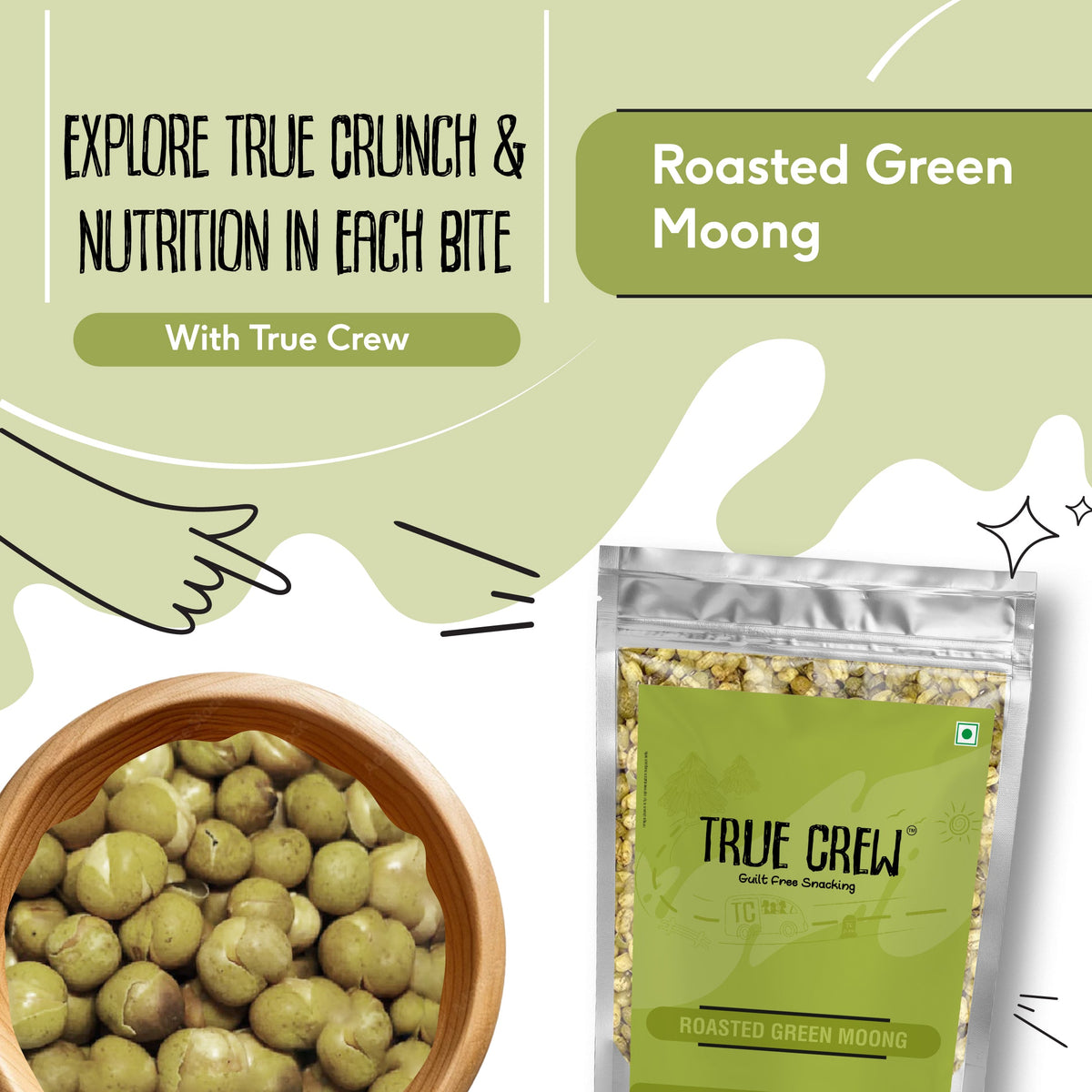 Sri Sri Tattva TRUE CREW Roasted Green Moong Pouch 150 g