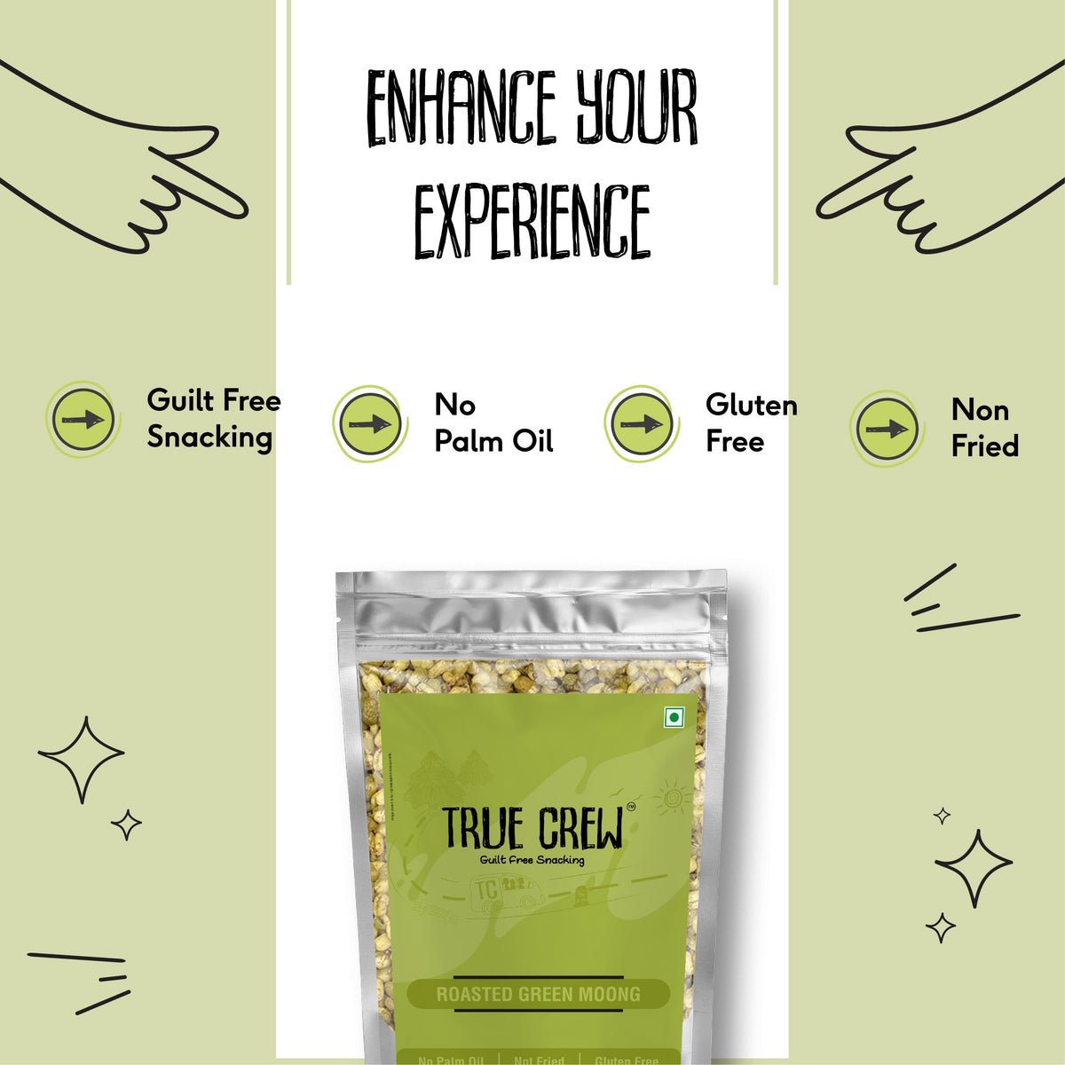 Sri Sri Tattva TRUE CREW Roasted Green Moong Pouch 150 g