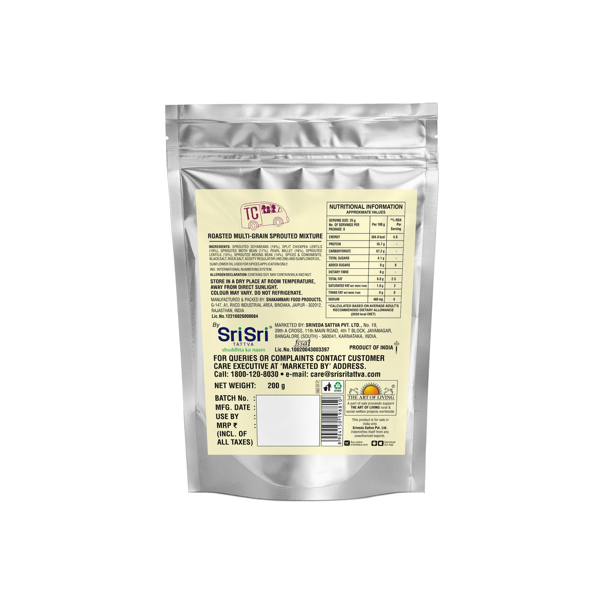 Sri Sri Tattva TRUE CREW Roasted Multigrain Sprouted Mixture