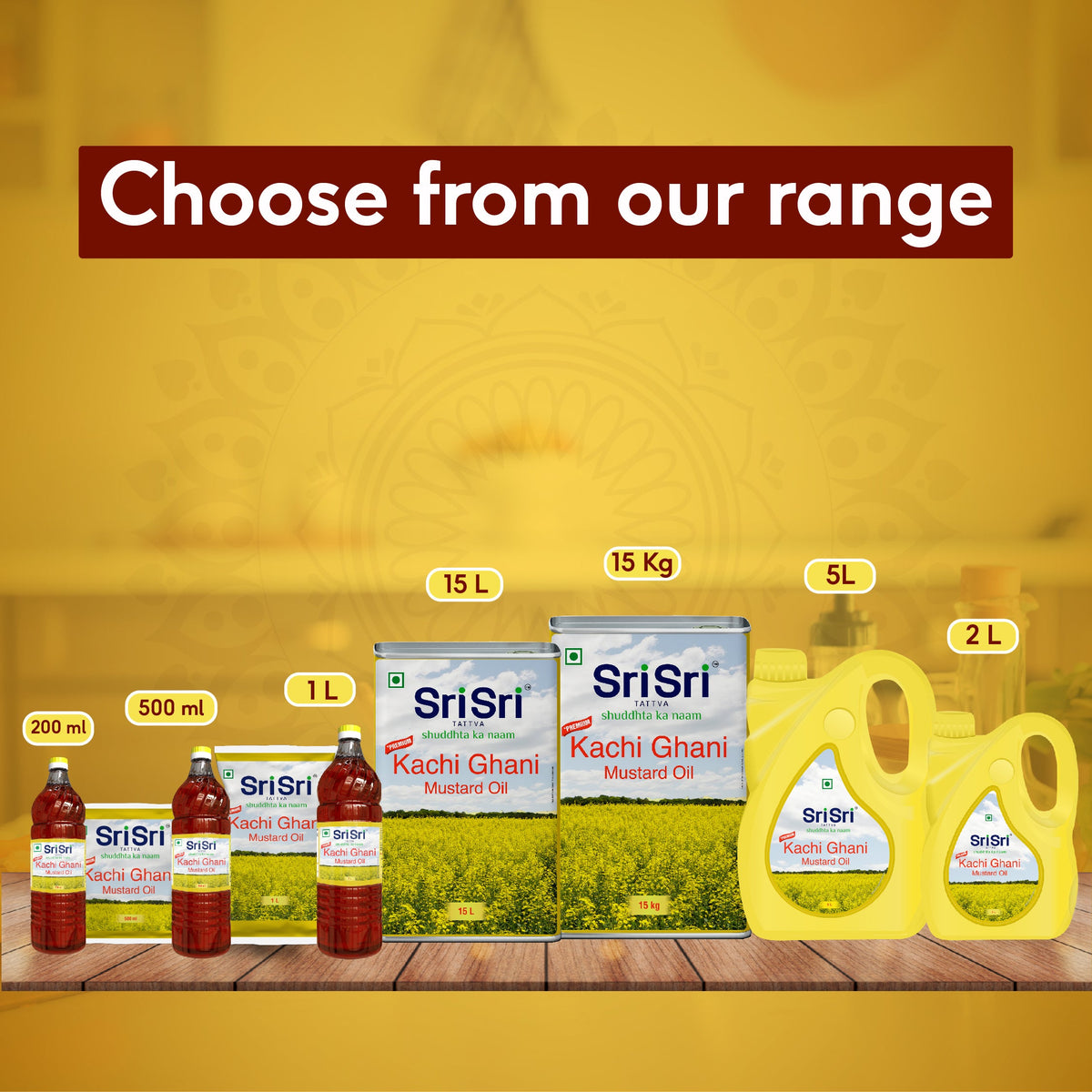 Sri Sri Tattva Premium Kachi Ghani Mustard Oil Bottle