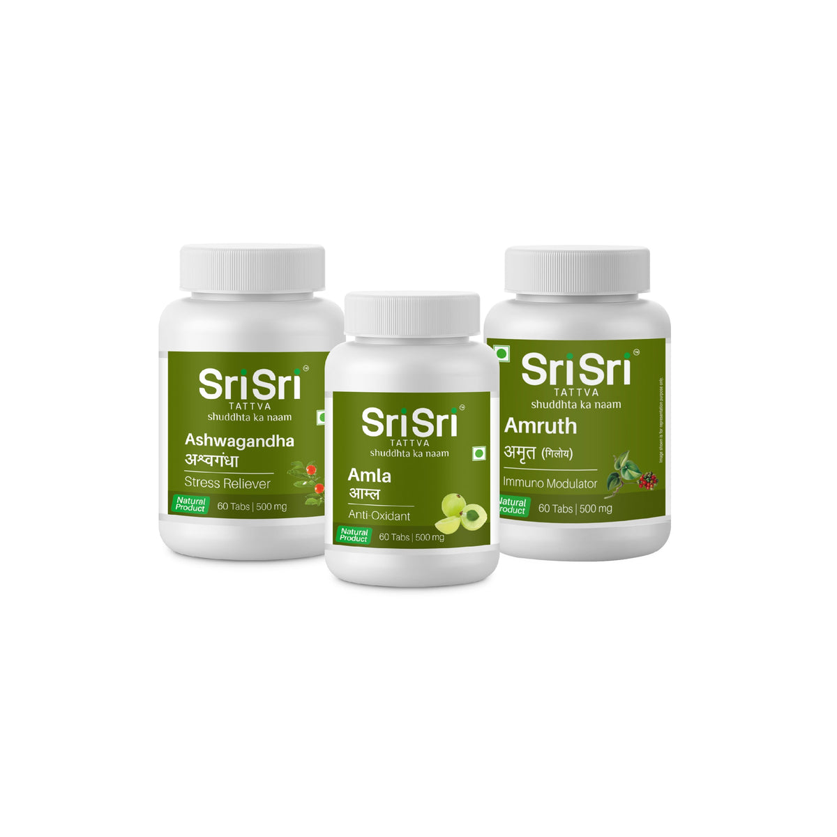 Sri Sri Tattva Stress Relief, Memory Enhancer and Immunity Kit (Ashwagandha, Amla, Amruth Tabs)