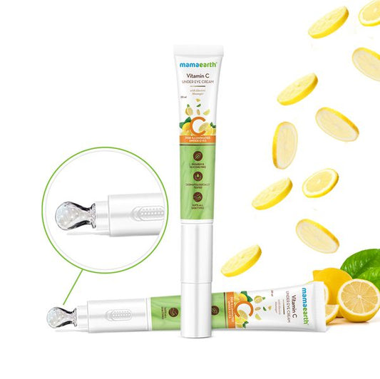 Mamaearth Brightening Vitamin C Under Eye Cream with in-built electric massager