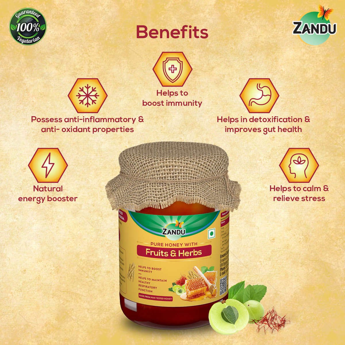 Zandu Pure Honey with Fruits & Herbs