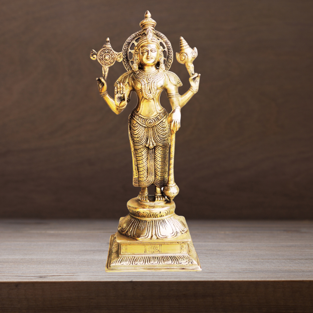 Brass Vishnu Ji God Idol Statue