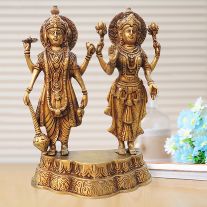 Brass Vishnu Laxmi Idol Statue