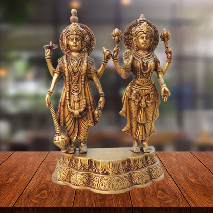 Brass Vishnu Laxmi Idol Statue