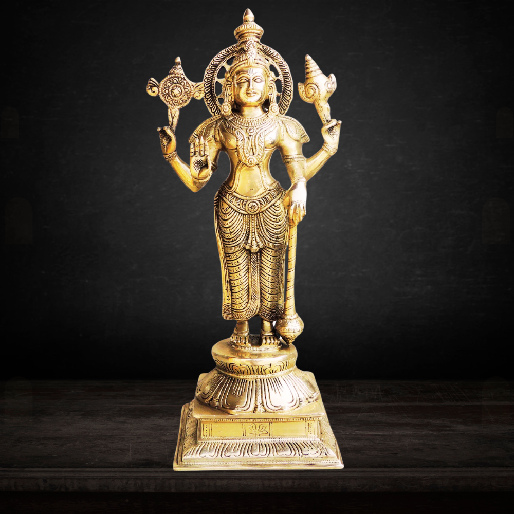 Brass Vishnu Ji God Idol Statue