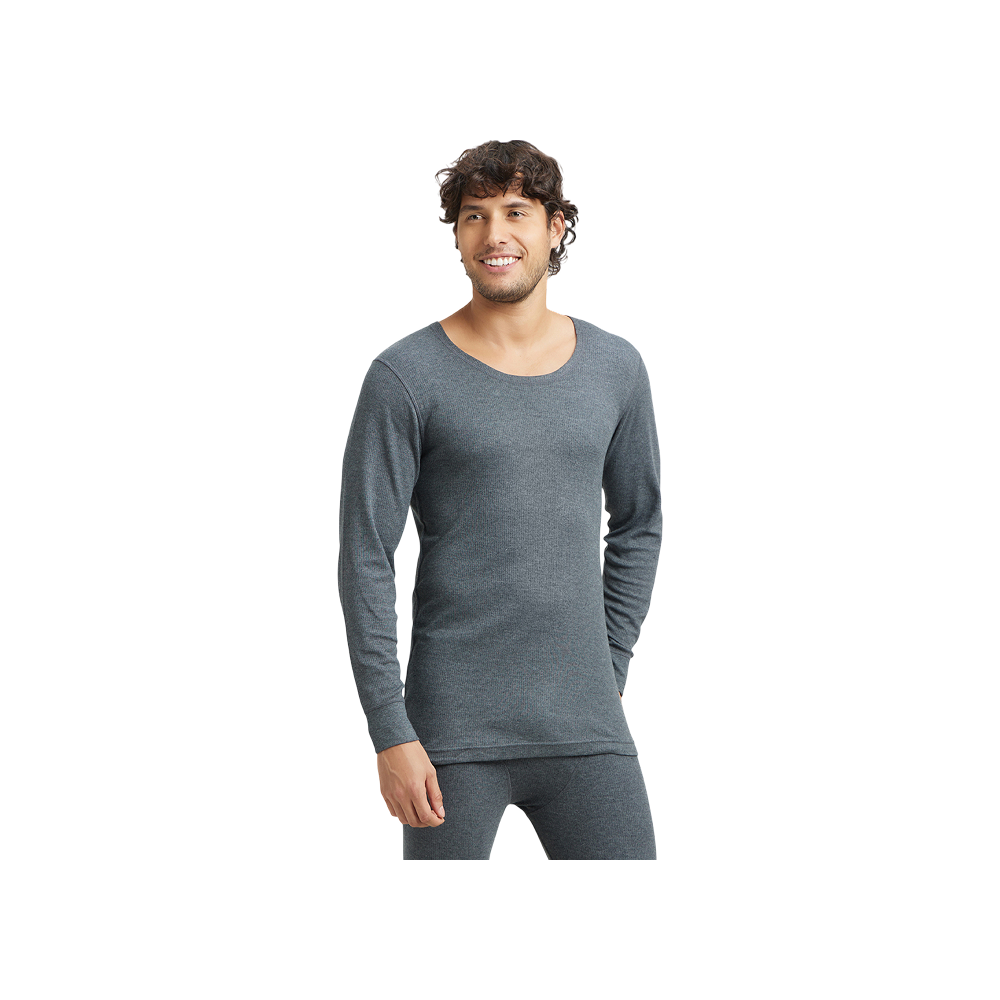 Jockey Men's Super Combed Thermal Top Full Sleeve - 2401 (Charcoal Melange)