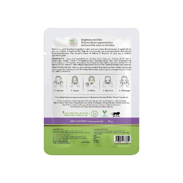 Mamaearth Retinol Bamboo Sheet Mask For Fine Lines and Wrinkles