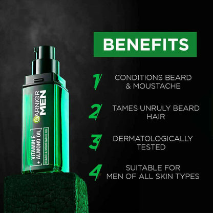 Garnier Men Beard and Moustache Oil With Vitamin E And Almond Oil