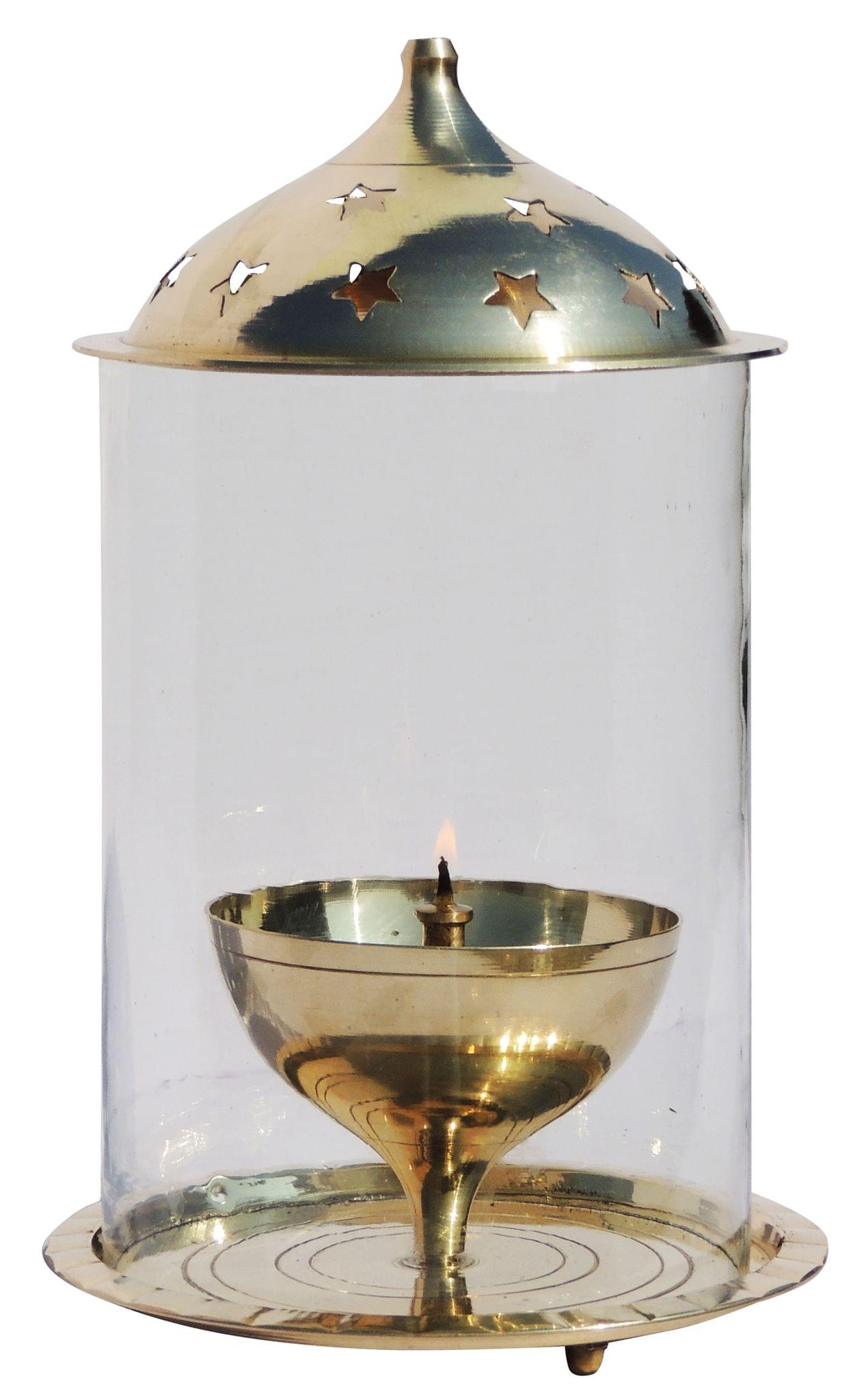 Brass Oil Lamp Deepak With Chimney