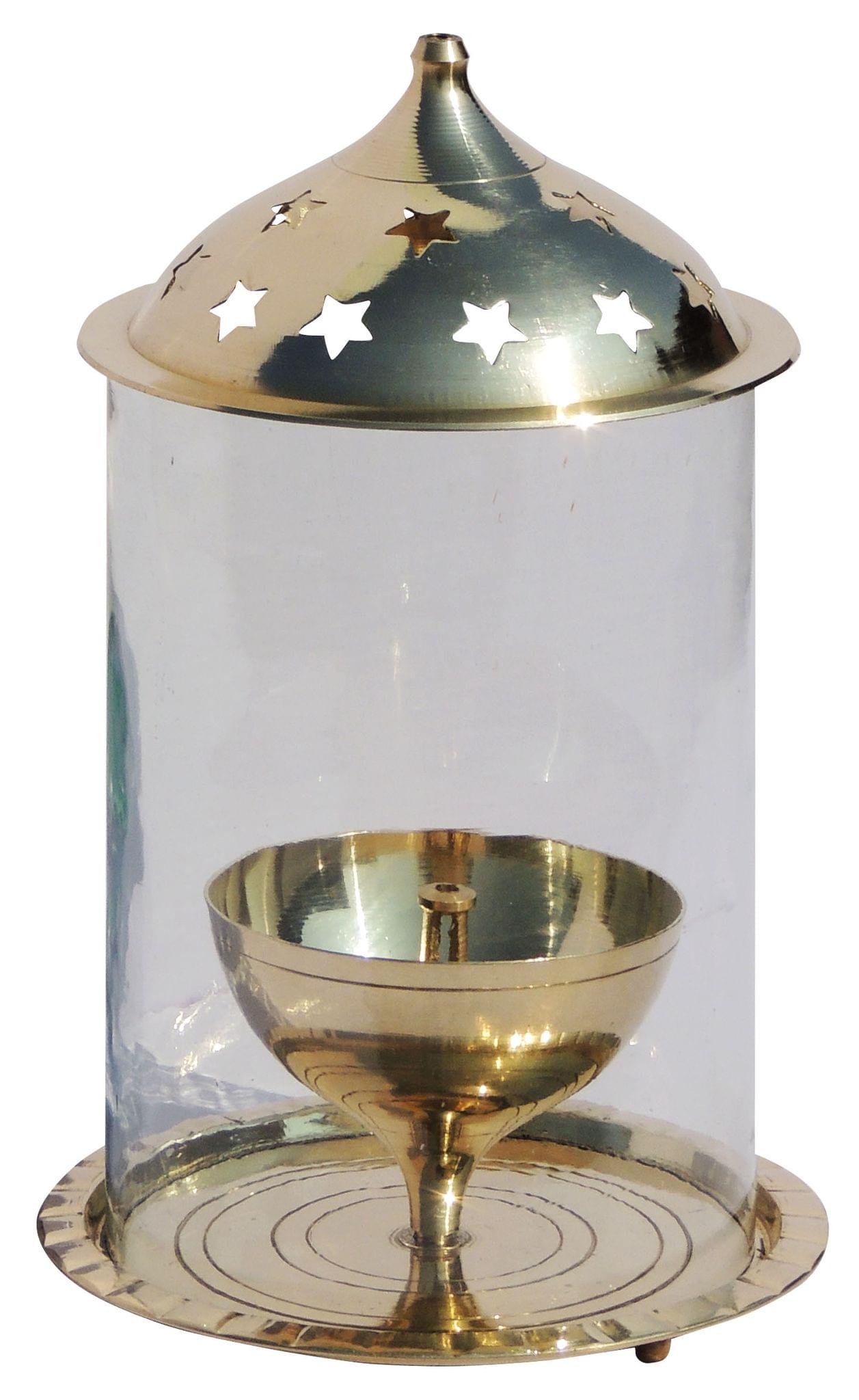 Brass Oil Lamp Deepak With Chimney