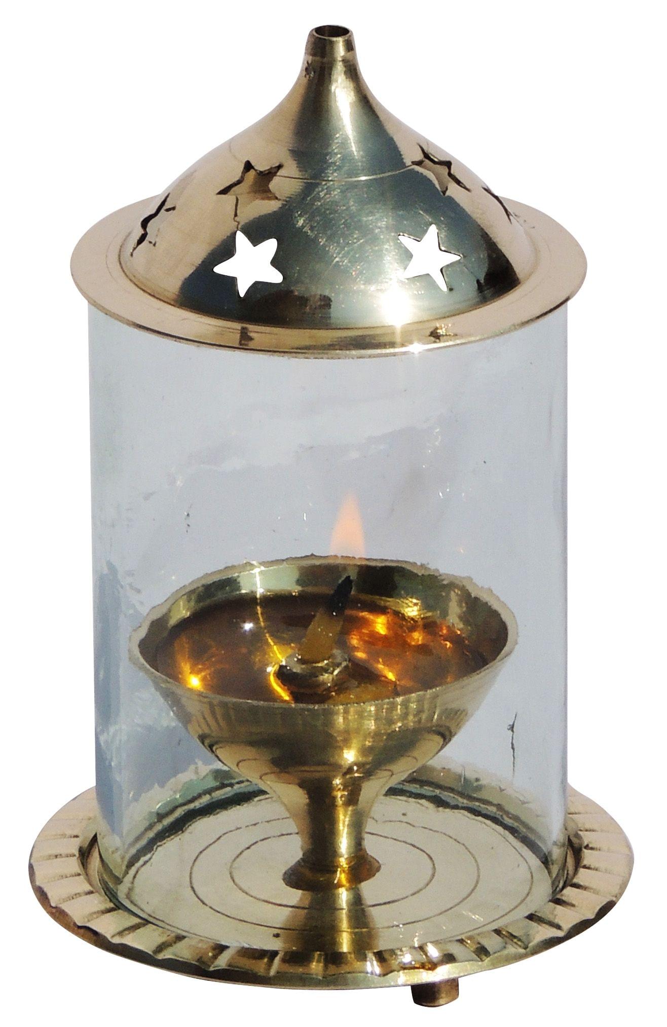 Brass Oil Lamp Deepak With Chimney