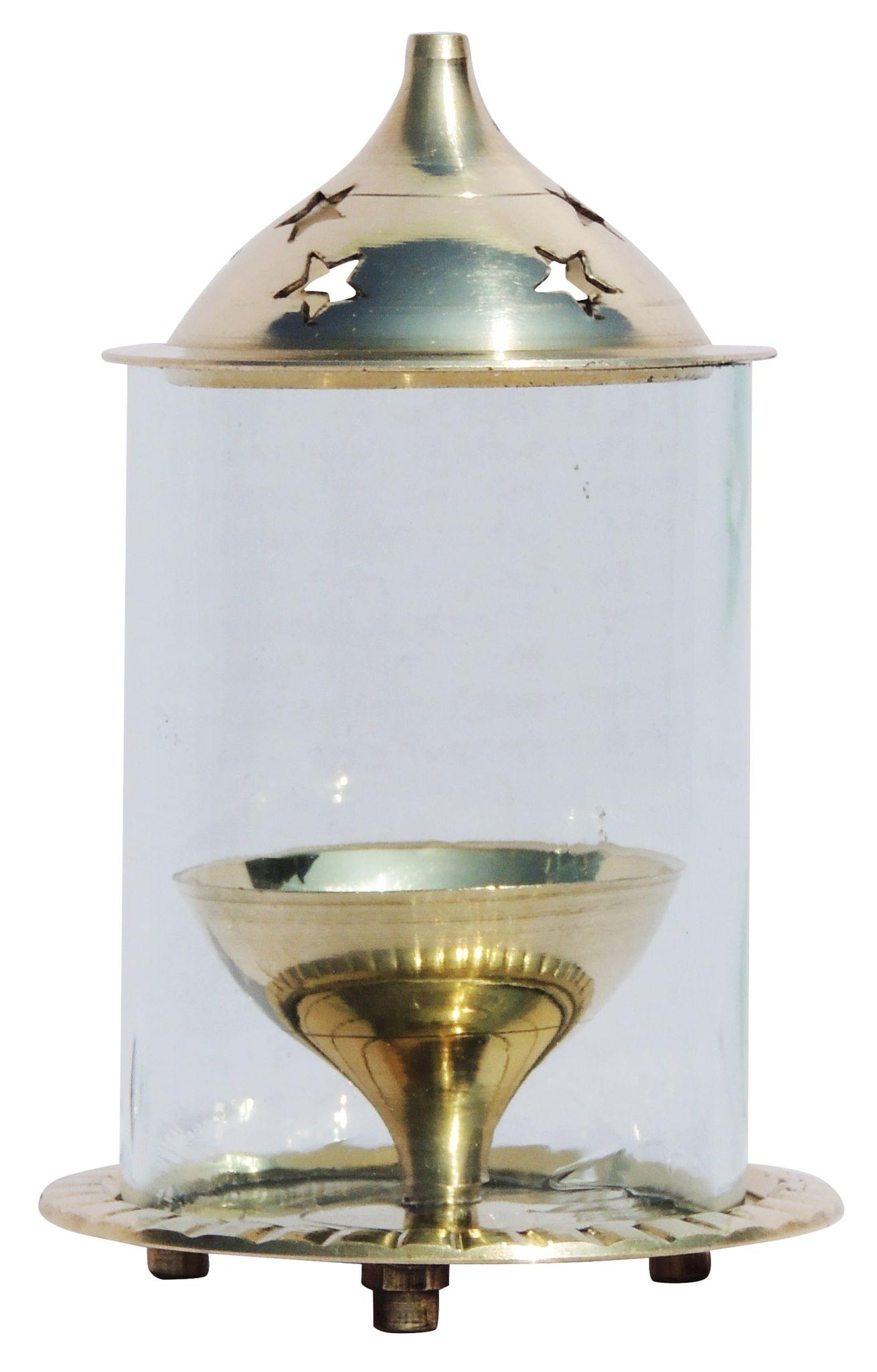 Brass Oil Lamp Deepak With Chimney