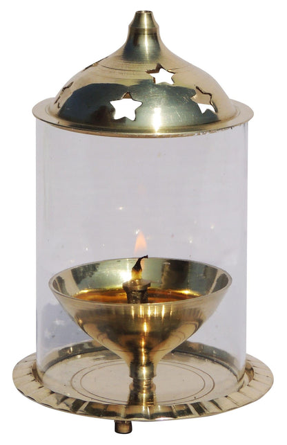 Brass Oil Lamp Deepak With Chimney