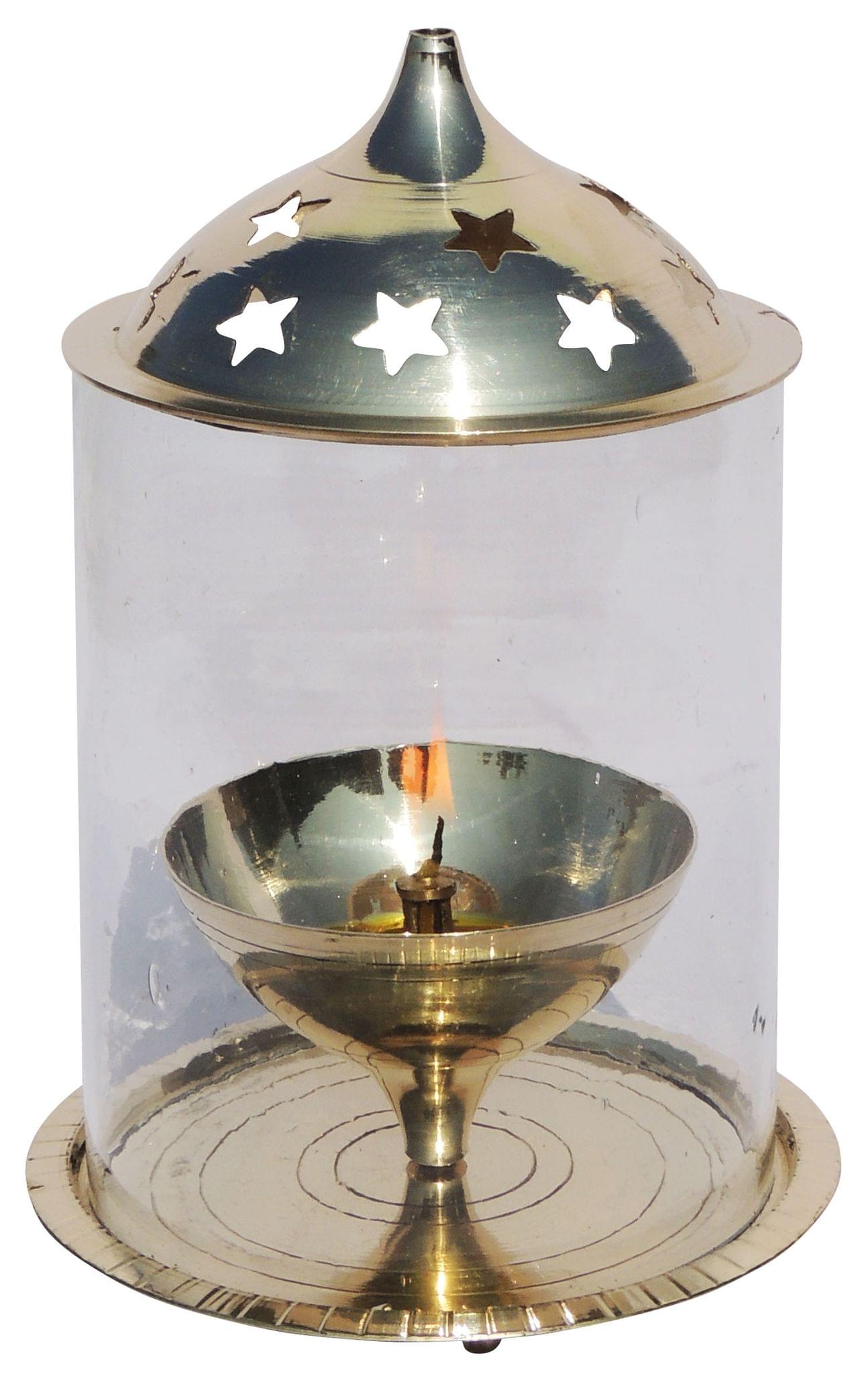 Brass Oil Lamp Deepak With Chimney