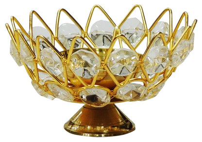 Brass Oil Lamp Deepak With Crystal