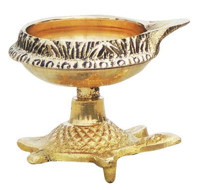 Brass Oil Lamp Deepak On Tortoise