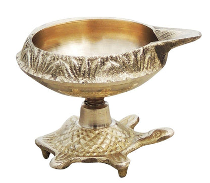 Brass Oil Lamp Deepak On Tortoise