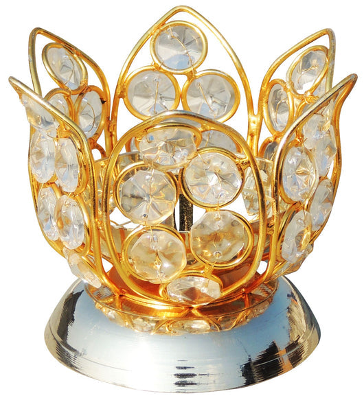 Brass Oil Lamp Deepak With Crystal