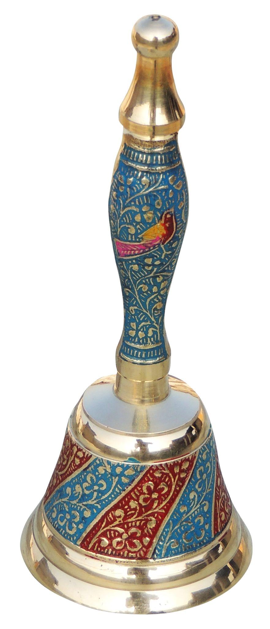 Brass Handle Bell In Blue Colour