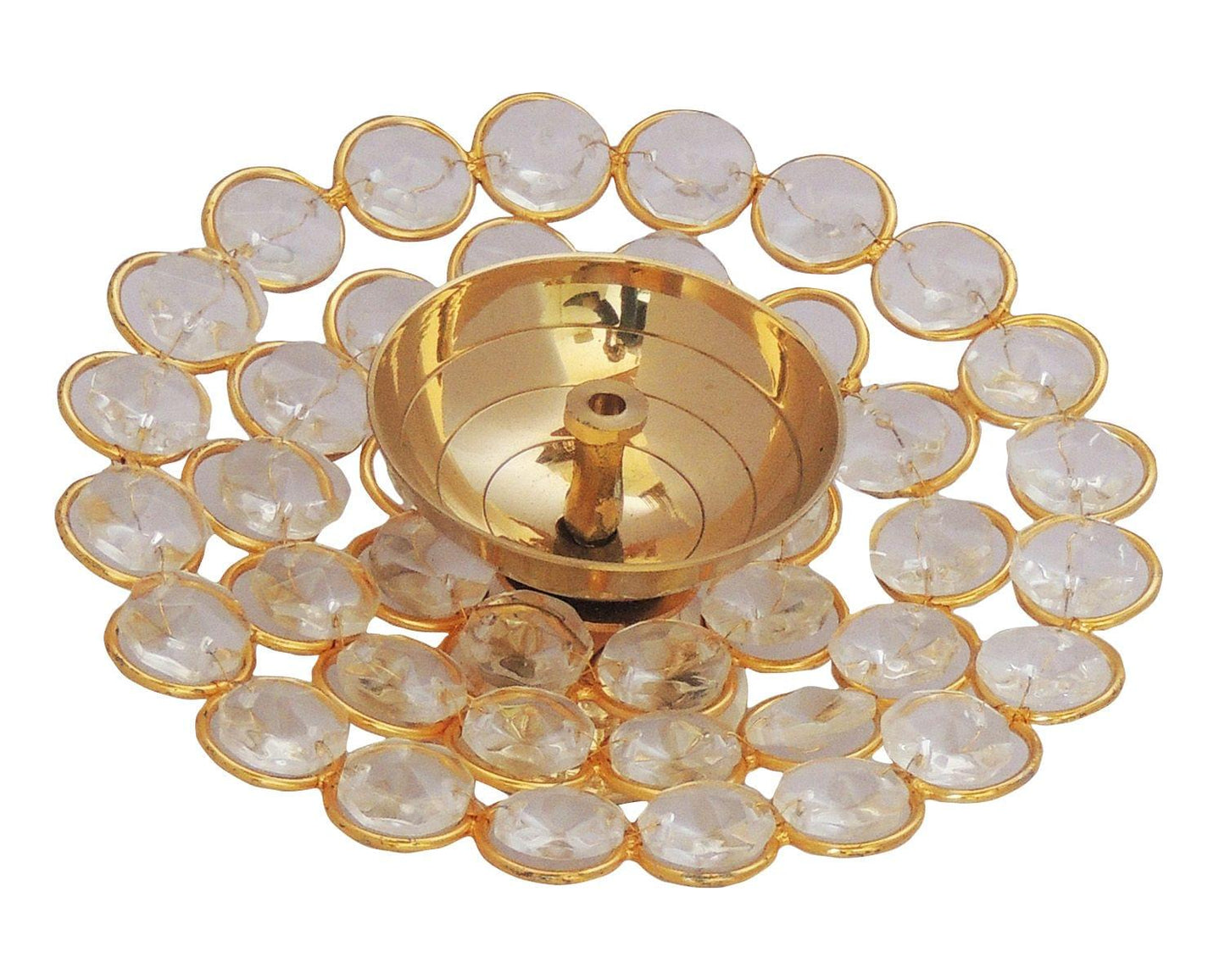 Brass Table Oil Lamp Crystal Deepak