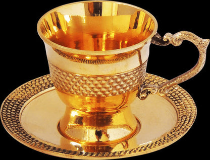 Brass Tea Cup Saucer Set