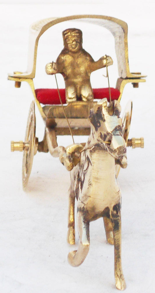 Brass Horse Cart Statue