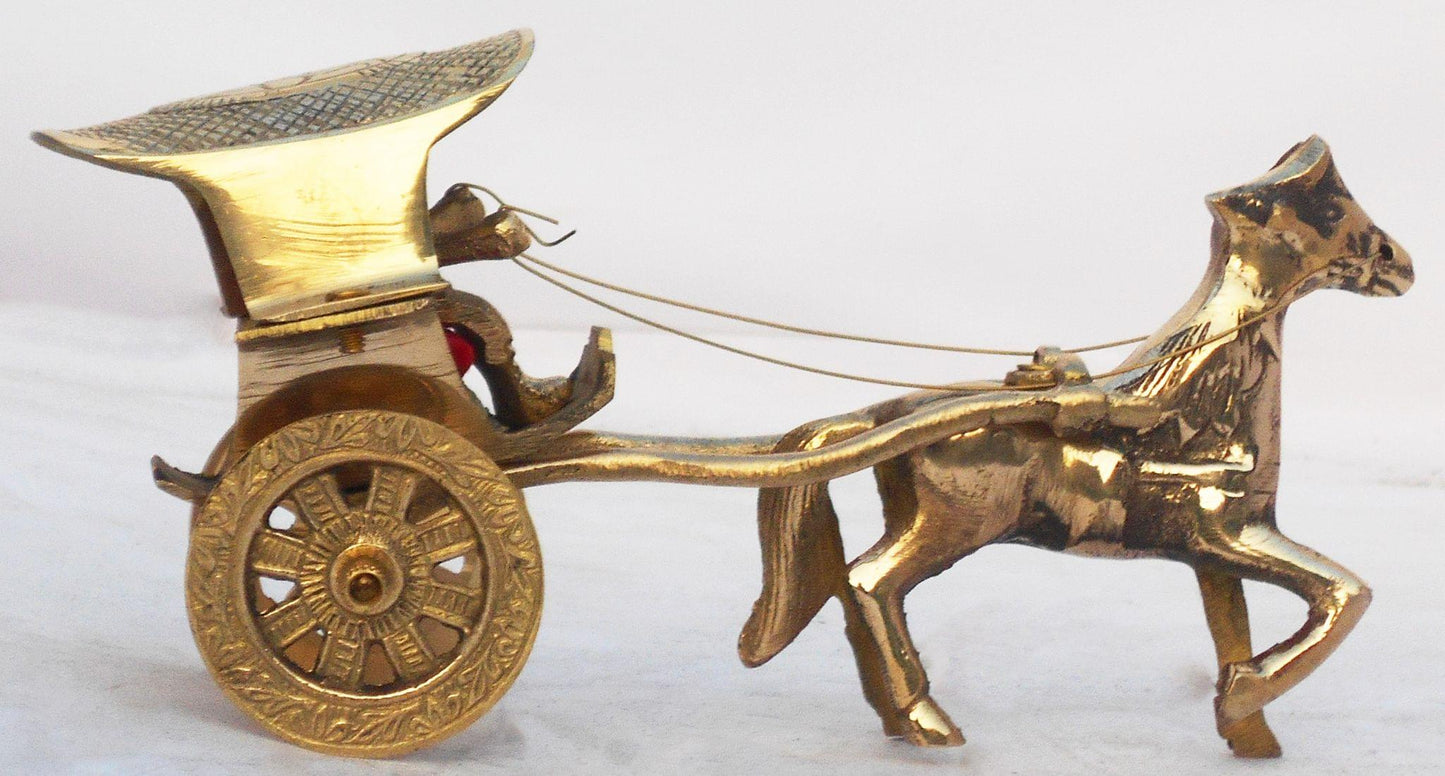 Brass Horse Cart Statue