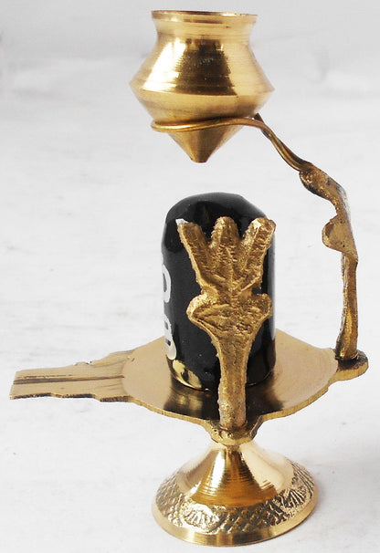 Brass Shiv Ling Black Stone