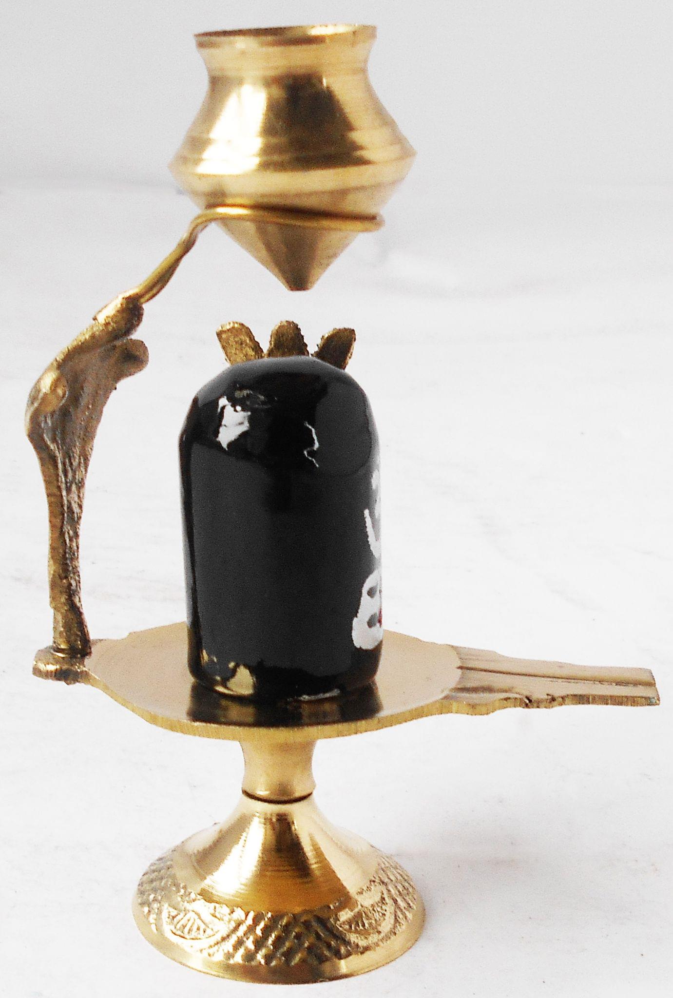 Brass Shiv Ling Black Stone