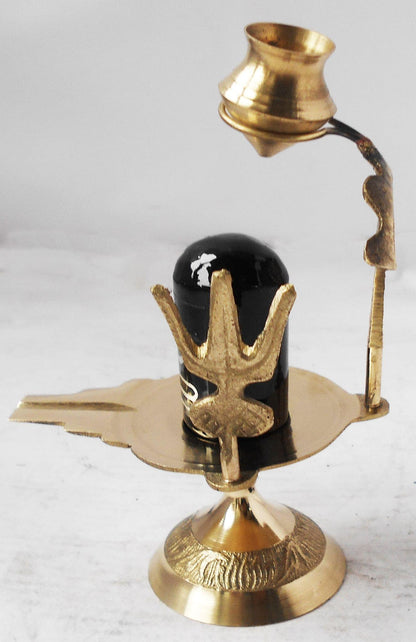 Brass Shiv Ling Black Stone