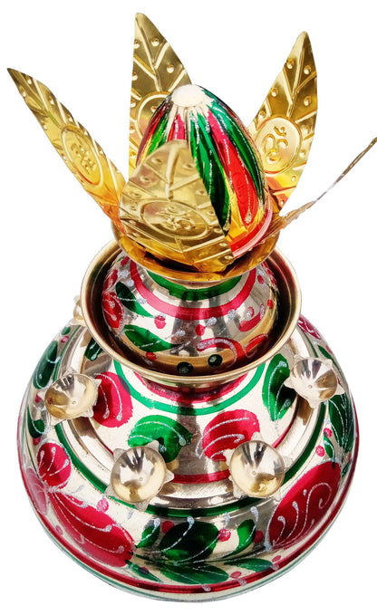 Multicolored Brass Mangal Kalash