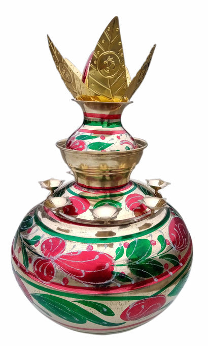 Multicolored Brass Mangal Kalash