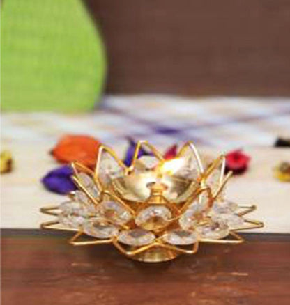 Brass Fancy Bowl Crystal Deepak