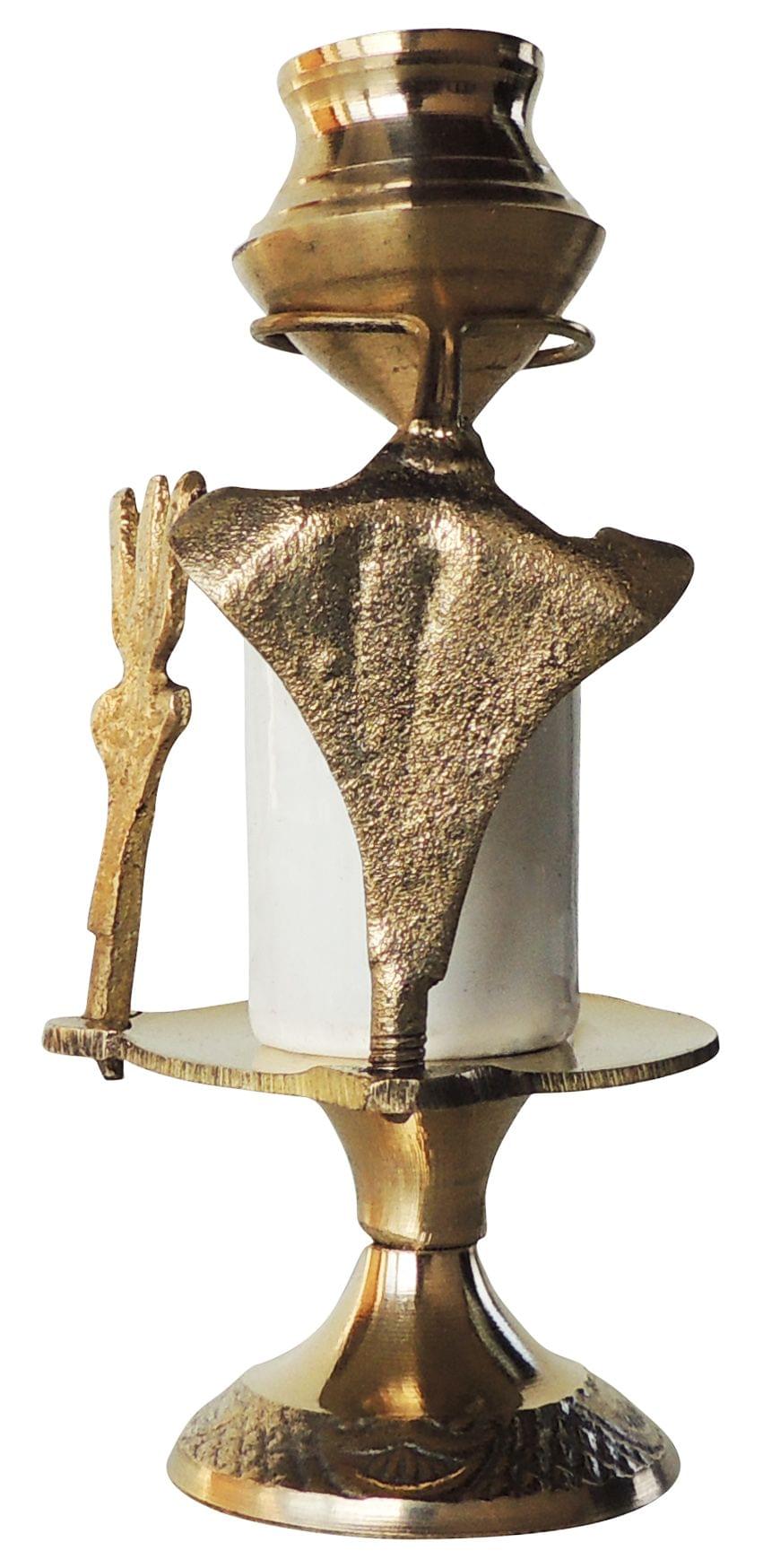Brass Shiv Ling White Stone