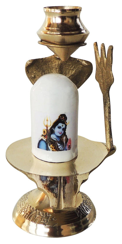 Brass Shiv Ling White Stone